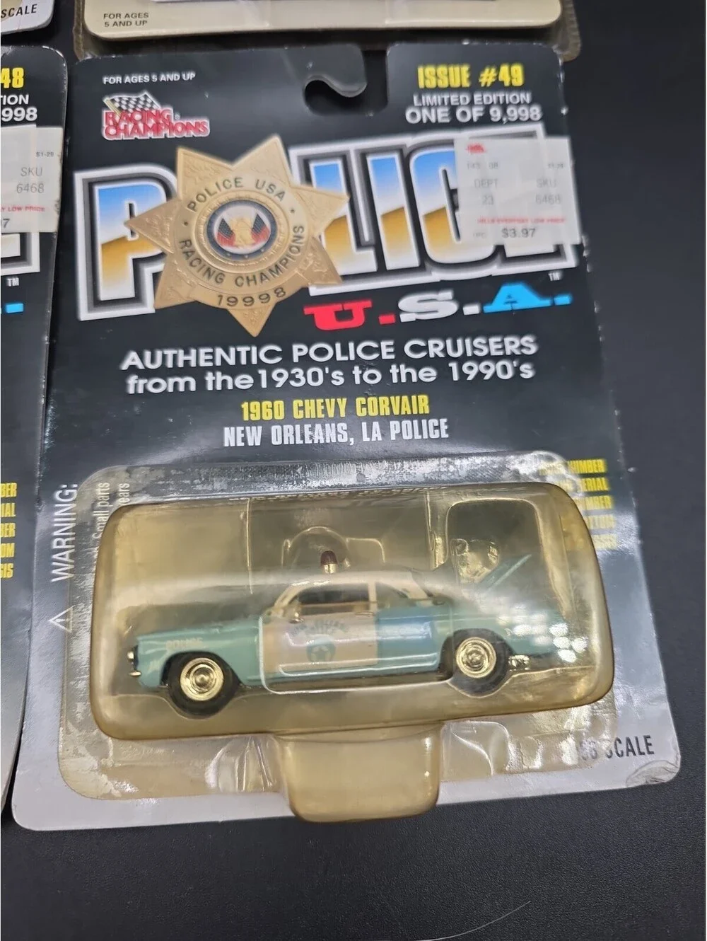 Lot Of 4 Racing Champions Police USA 1:64 Diecast Impala Corvair Ford Coupe